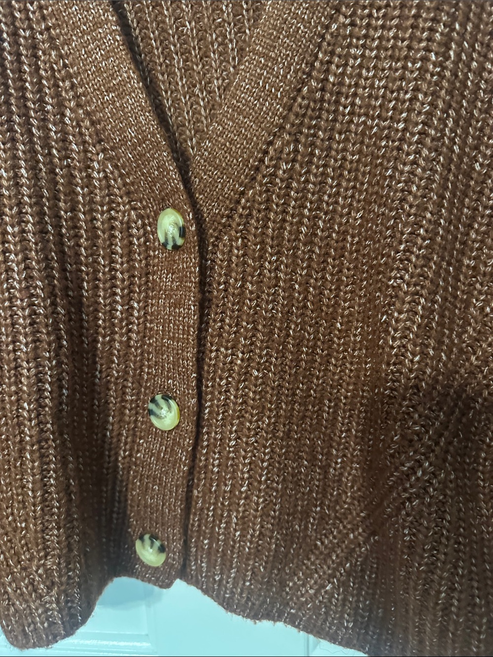 a.n.a Rust Brown Ribbed V-Neck Button Cardigan - Picture 4 of 8